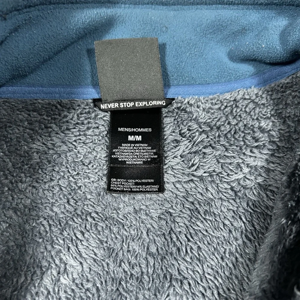 The North Face Men's‎ M Blue Fleece Jacket Full Zip Outdoor Softshell Trim
